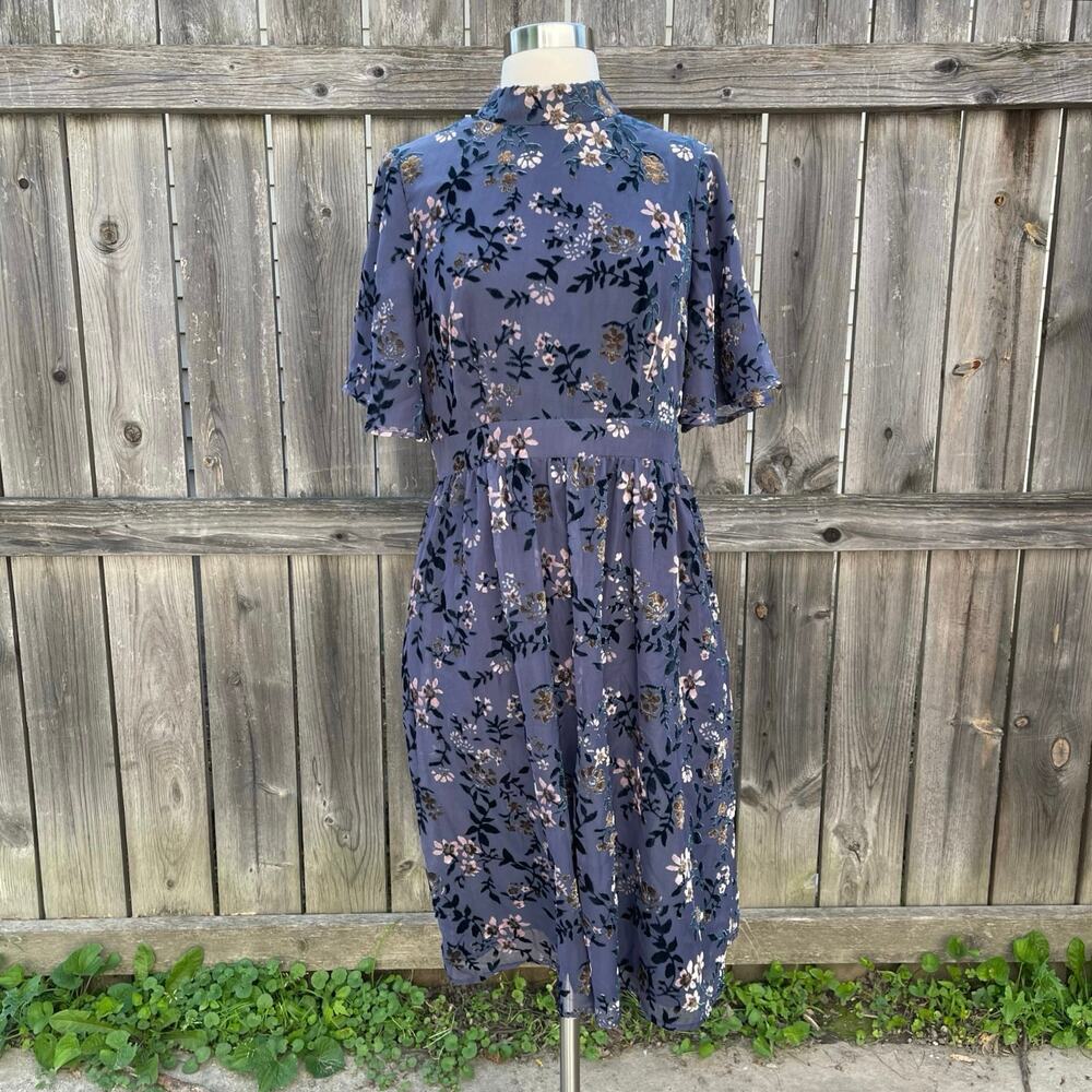 Salt • Floral Burnout Velvet Midi Dress
